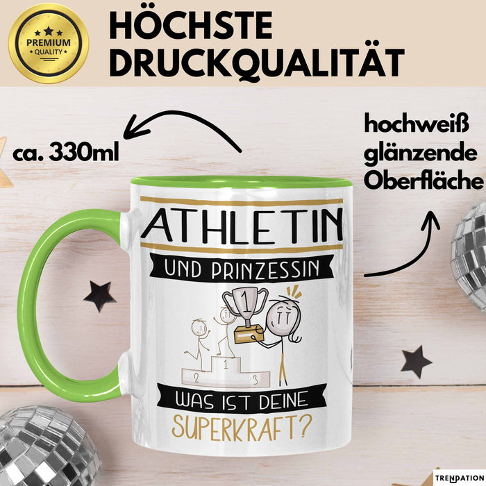 Athletin Und Prinzessin Tasse Geschenk Für Eine Athletin Geburtstag Was Ist Deine Superkraft Grün Trendation