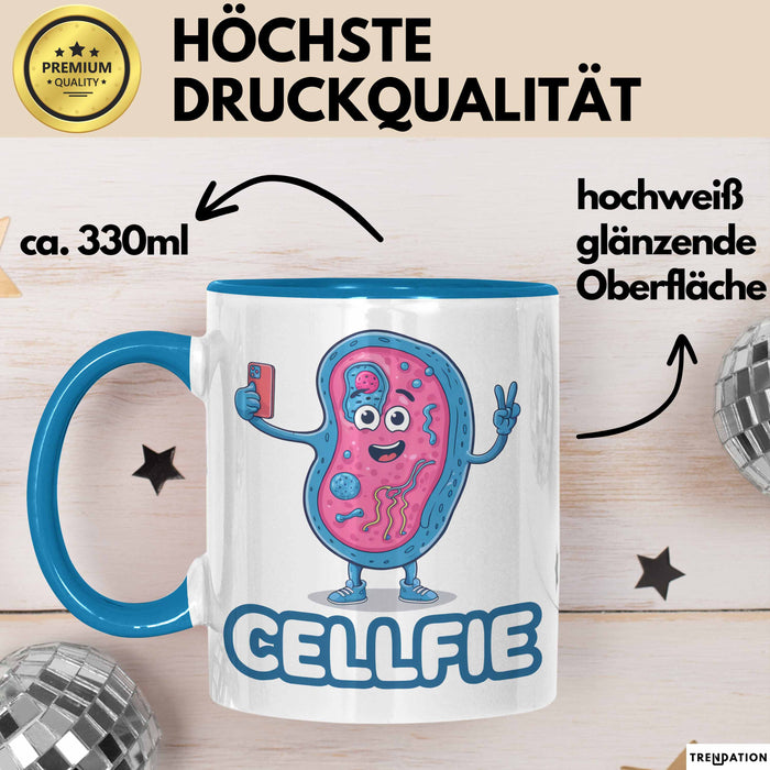 Biologe Tasse Geschenk Cellfie Wissenschaft Geschenkidee Blau Trendation