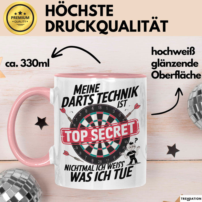 Dartspieler Tasse Geschenkidee Darts Technik Ist Geheim Rosa Trendation