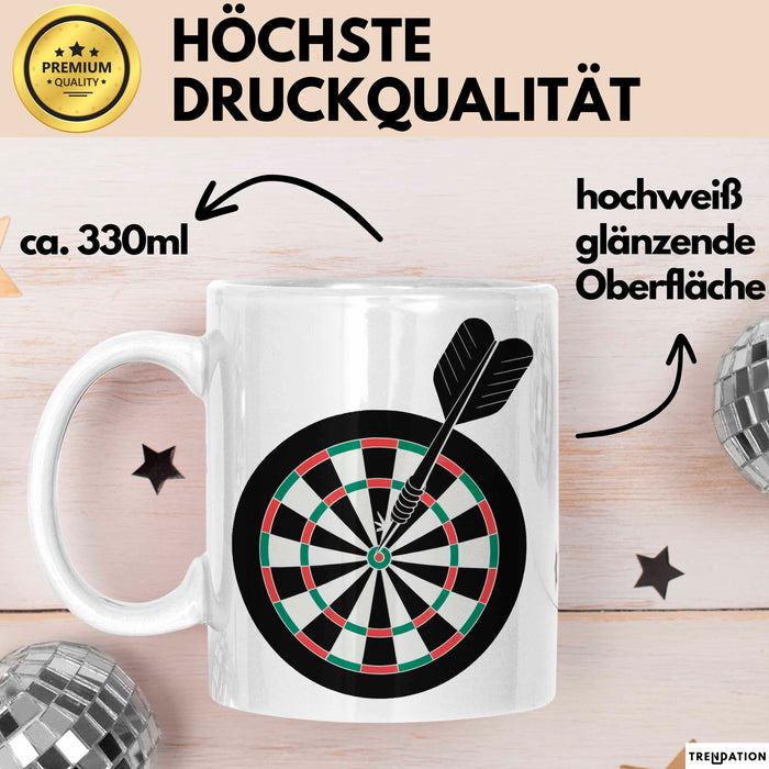 Darts Spieler Tasse Geschenkidee Bullseye Champion Lustiger Geschenkidee Lustig Weiß Trendation