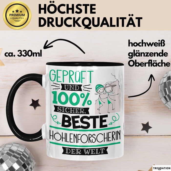 Beste Höhlenforscherin Der Welt Tasse Geschenk für Eine Höhlenforscherin Geprüft Und Sicher Geschenkidee Geburtstag Weihnachten Trendation