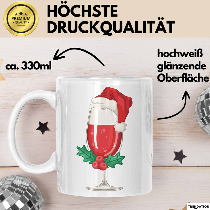 Weihnachten Weinglas Tasse Geschenk Weihnachtliche Grafik Kaffee-Becher Weiß Trendation