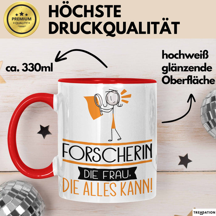 Forscherin Geschenk Tasse Becher Die Frau Die Allen Kann Geschenkidee für eine Forscherin Lustig Rot Trendation