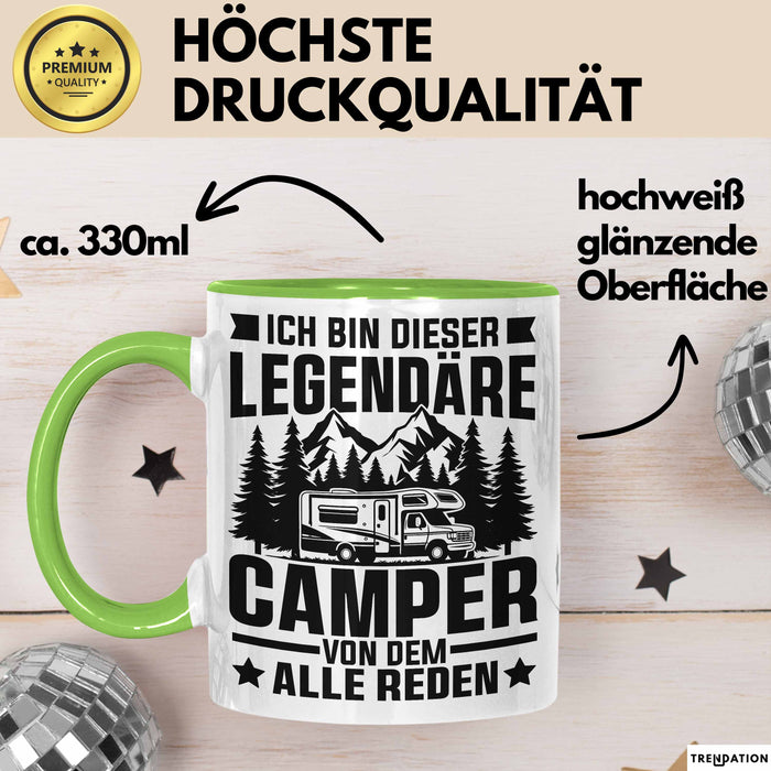Camper Tasse Geschenk Wohnwagen Camping Geschenkidee Grün Trendation