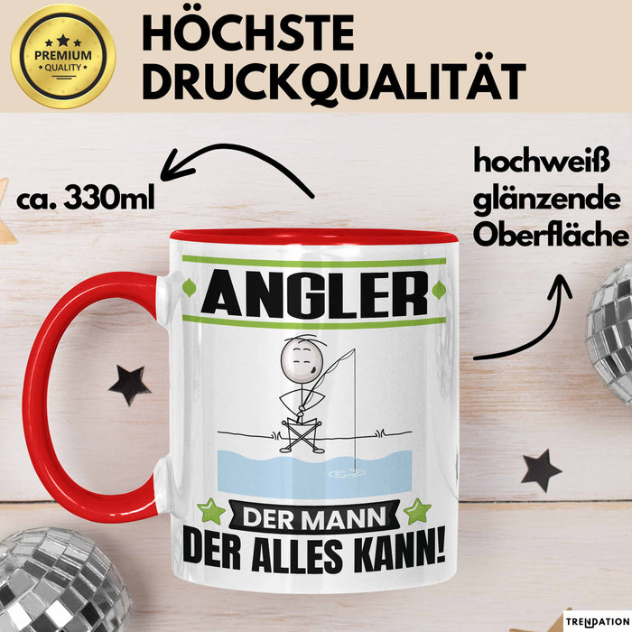 Angler Tasse Geschenk für Angler Der Mann Der Alles Kann Geschenkidee zum Geburtstag Rot Trendation