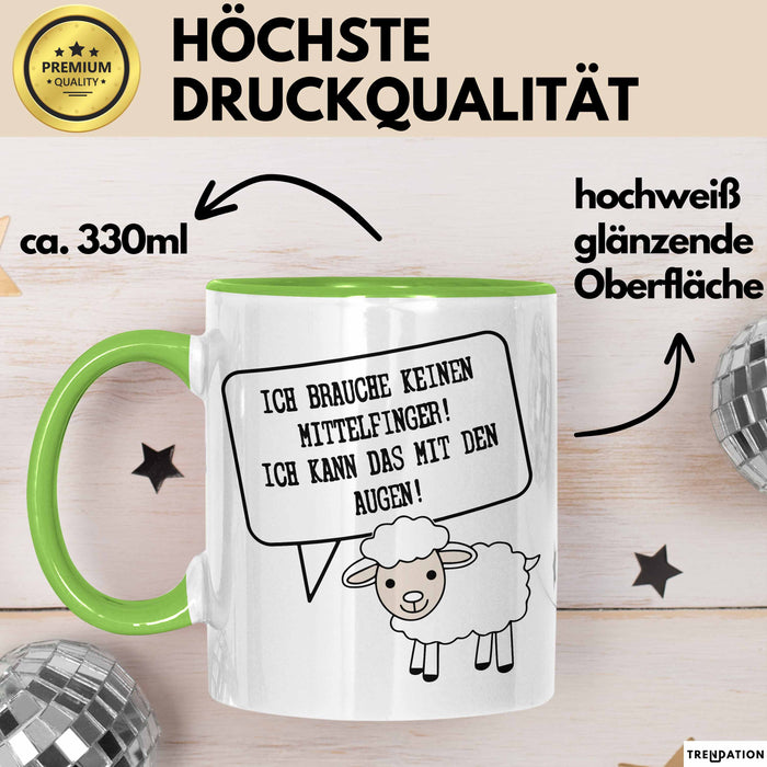 Humor Tasse Geschenk Ich brauche keinen Mittelfinger Ich Mache Das Mit Den Augen Becher Geschenk Grün Trendation