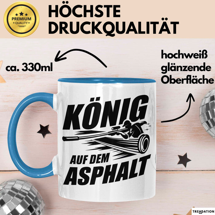 Stockschießen Tasse Geschenkidee König Auf Der Strasse Blau Trendation