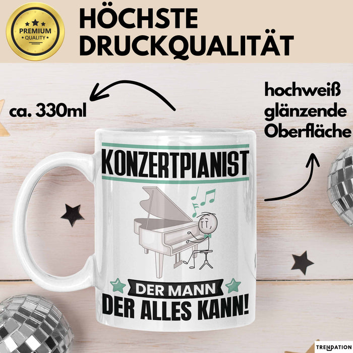 Konzertpianist Tasse Geschenk für Konzertpianist Der Mann Der Alles Kann Geschenkidee zum Geburtstag Weiß Trendation