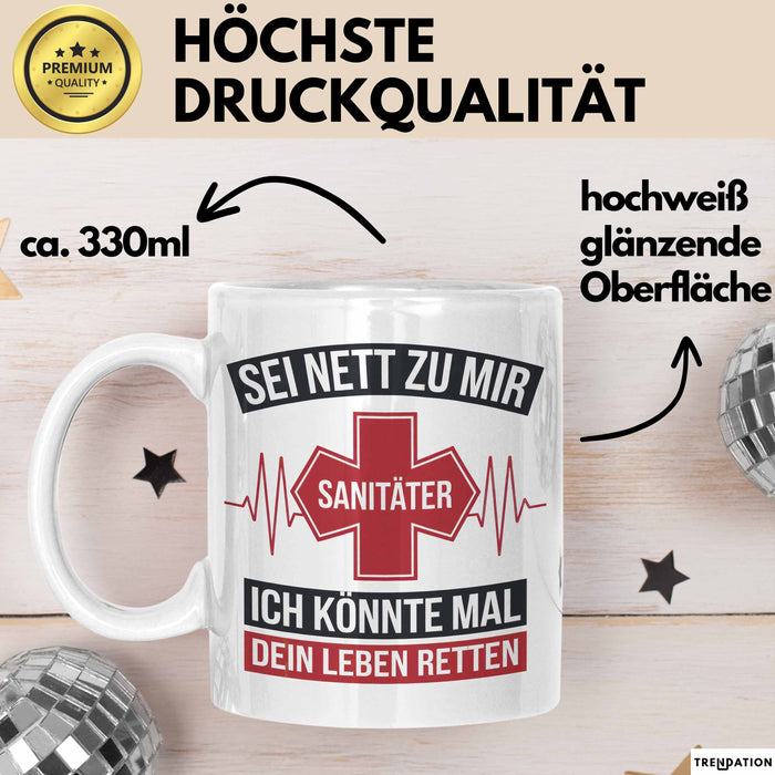 Sanitäter Tasse Geschenk Rettet Leben Notfalldienst Tasse Weiß Trendation