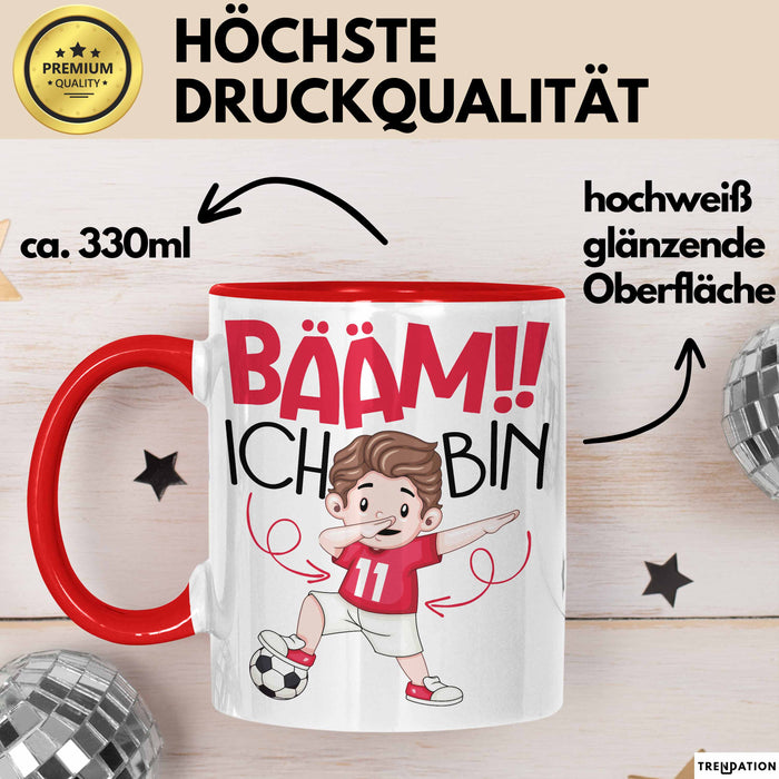 Bääm Ich Bin 11 Tasse Jungs Fußball Geschenk 11. Geburtstag Rot Trendation