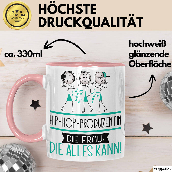 Hip-Hop-Produzentin Geschenk Tasse Becher Die Frau Die Allen Kann Geschenkidee für eine Hip-Hop-Produzentin Lustig Rosa Trendation