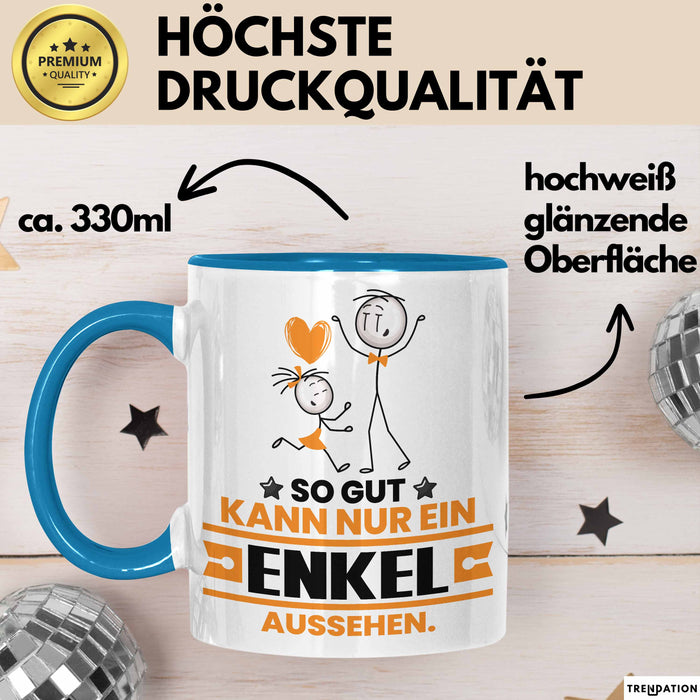 Enkel Geschenk Tasse So Gut Kann Nur Ein Enkel Aussehen Geschenkidee Kaffee-Becher Blau Trendation