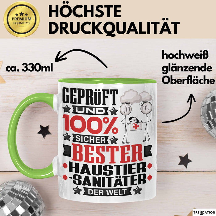Haustiersanitäter Geschenk Lustiger Spruch für Haustiersanitäter Geschenkidee Bester Haustiersanitäter Der Welt Grün Trendation