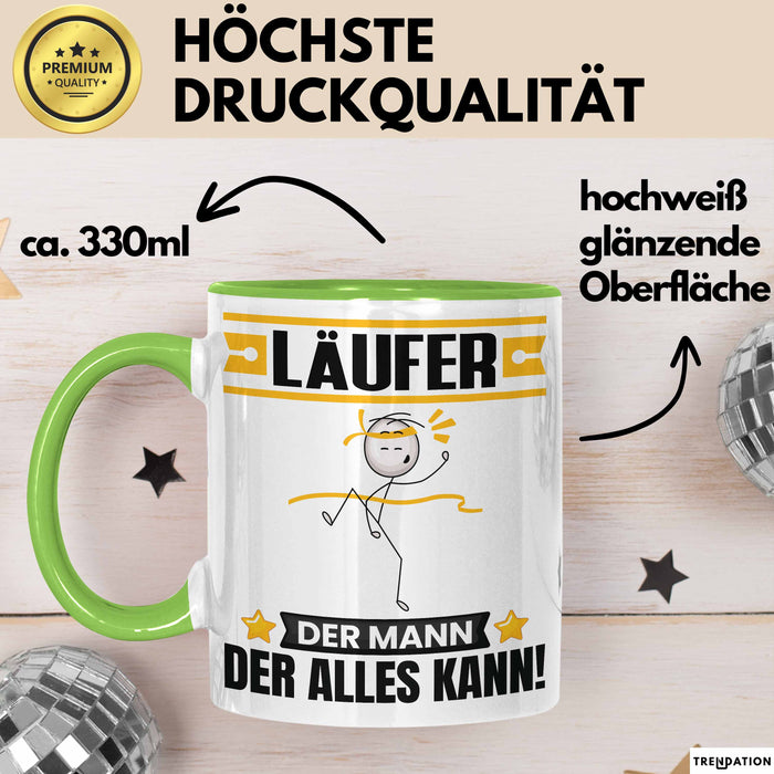 Läufer Tasse Geschenk für Läufer Der Mann Der Alles Kann Geschenkidee zum Geburtstag Grün Trendation