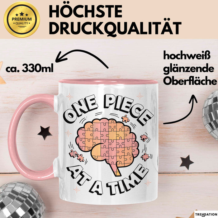 Puzzle Süchtiger Tasse Geschenk Lustige Geschenkidee Spruch Für Gehirn Knobler Rosa Trendation
