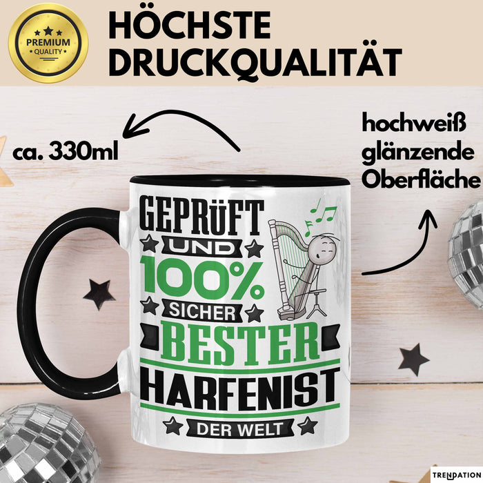 Harfenist Geschenk Lustiger Spruch für Harfenist Geschenkidee Bester Harfenist Der Welt Schwarz Trendation