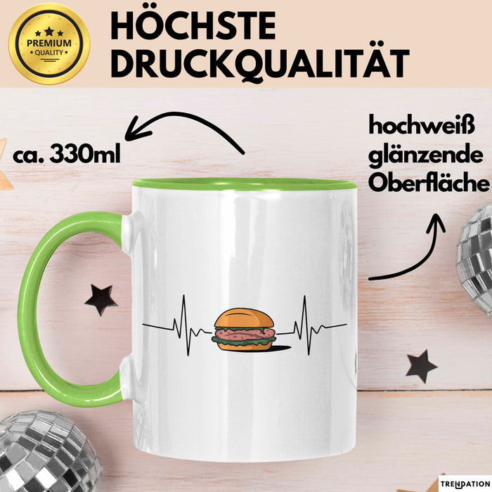 Deutschland Deutsches Fleisch Leberkäse Herzschlag Tasse Geschenk Lustige Geschenkidee Spruch Grün Trendation