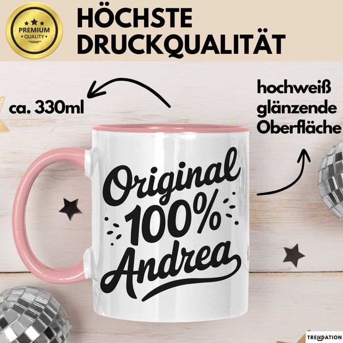 Andrea Tasse Geschenk Original 100% Andrea Geschenkidee Geburtstag Rosa Trendation