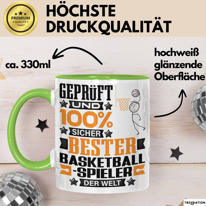 Basketballspieler Geschenk Lustiger Spruch für Basketballspieler Geschenkidee Bester Basketballspieler Der Welt Grün Trendation
