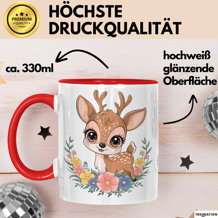 Hirsch Tier Tasse Geschenk Lustige Geschenkidee Spruch Rot Trendation