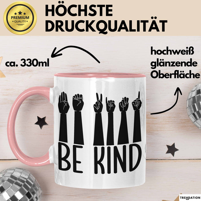 Be Kind Tasse Geschenk Sozialarbeiter Soziale Arbeit Tassen Geschenkidee Rosa Trendation