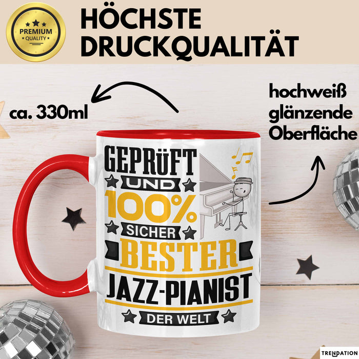 Jazz-Pianist Geschenk Lustiger Spruch für Jazz-Pianist Geschenkidee Bester Jazz-Pianist Der Welt Rot Trendation