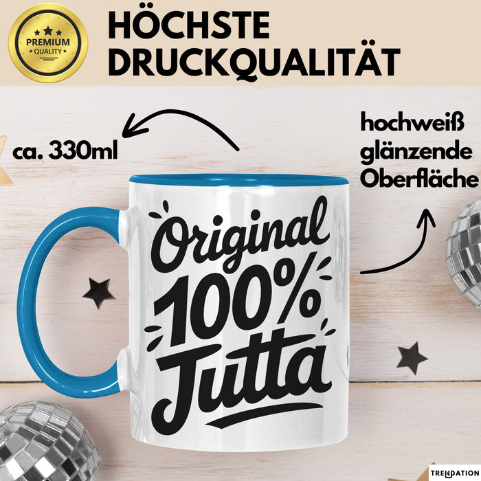 Jutta Tasse Geschenk Original 100% Jutta Geschenkidee Geburtstag Blau Trendation