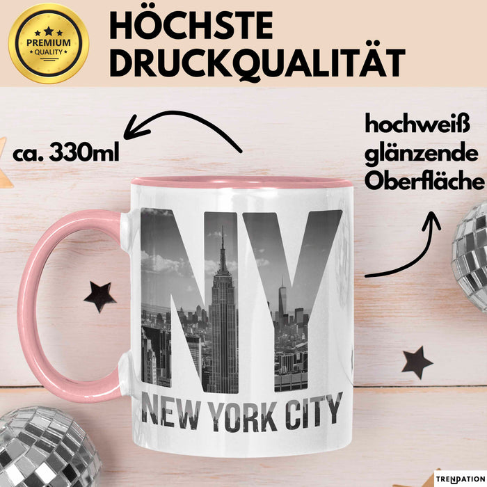 New York City USA Tasse Geschenk Lustige Geschenkidee Spruch Rosa Trendation