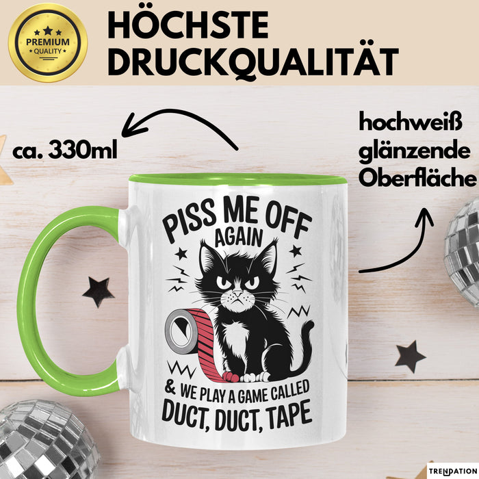 Katzen Tasse Geschenk Duct Duct Tape Geschenkidee Lustig Katze Sarkasmus Grün Trendation