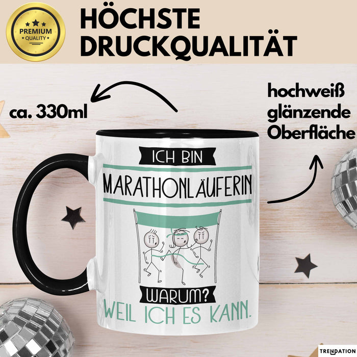 Marathonläuferin Tasse Geschenk Ich Bin Marathonläuferin Warum Weil Ich Es Kann Geschenkidee Geburtstag Trendation