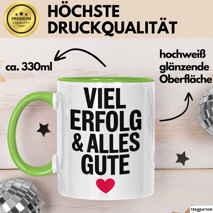 Büroarbeit Kollege Abschied Tasse Geschenk Lustige Geschenkidee Spruch Viel Erfolg Und Alles Gute Grün Trendation