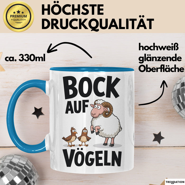Lustige Tasse Geschenk Bock Auf Voegeln Geschenkidee Witzig Erwachsene Blau Trendation