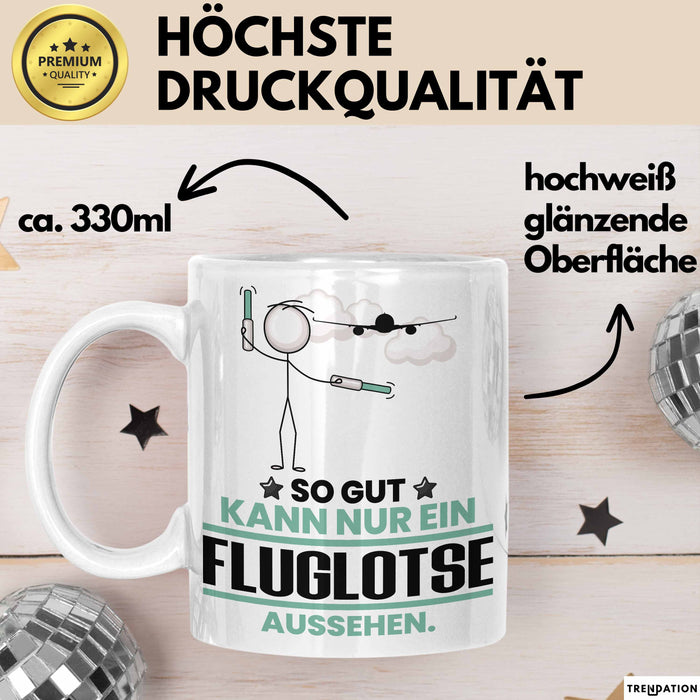 Fluglotse Geschenk Tasse So Gut Kann Nur Ein Fluglotse Aussehen Geschenkidee Kaffee-Becher Weiß Trendation
