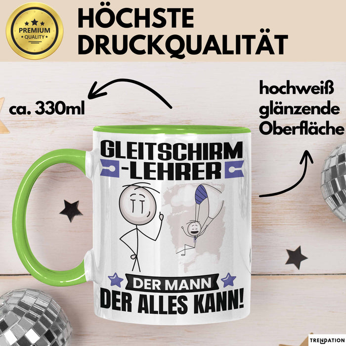Gleitschirmlehrer Tasse Geschenk für Gleitschirmlehrer Der Mann Der Alles Kann Geschenkidee zum Geburtstag Grün Trendation