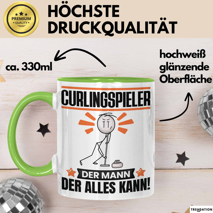 Curlingspieler Tasse Geschenk für Curlingspieler Der Mann Der Alles Kann Geschenkidee zum Geburtstag Grün Trendation