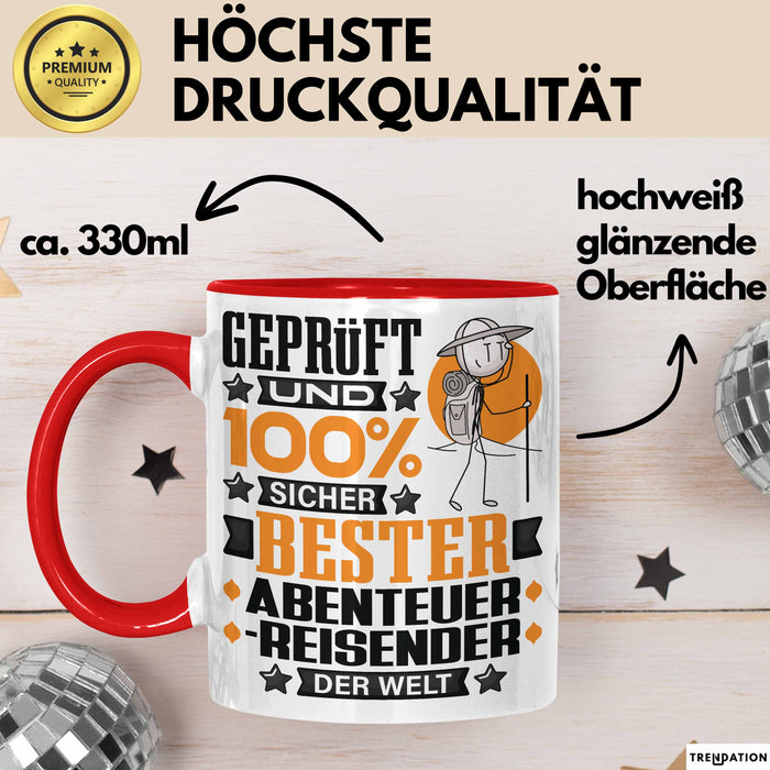 Abenteurreisender Geschenk Lustiger Spruch für Abenteurreisender Geschenkidee Bester Abenteurreisender Der Welt Rot Trendation