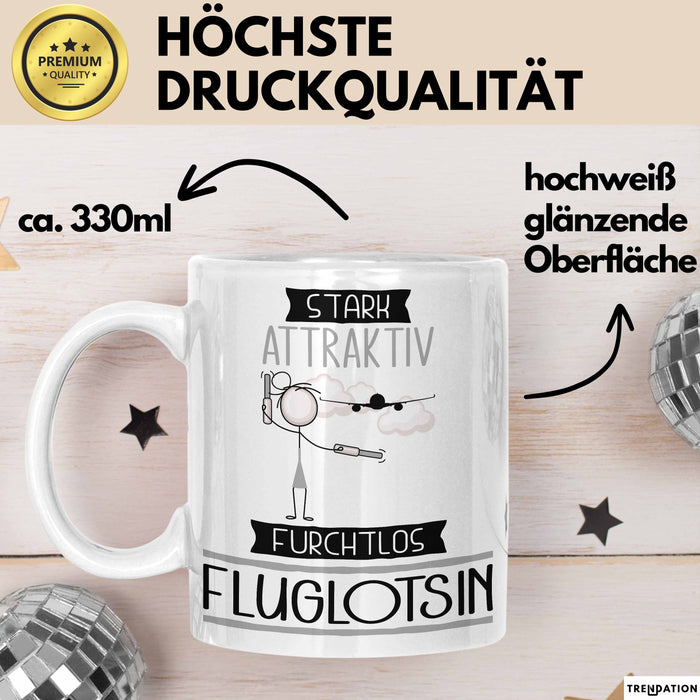 Fluglotsin Tasse Geschenk Becher Stark Attraktiv Furchtlos Fluglotsin Lustige Geschenkidee Weiß Trendation
