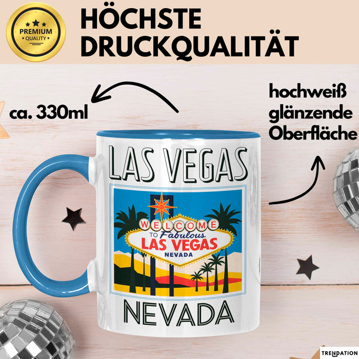 Las Vegas Nevada USA Tasse Geschenk Lustige Geschenkidee Spruch Blau Trendation