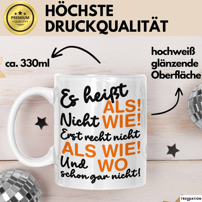 Deutschlehrer Unterricht Tasse Geschenk Lustige Geschenkidee Spruch Weiß Trendation