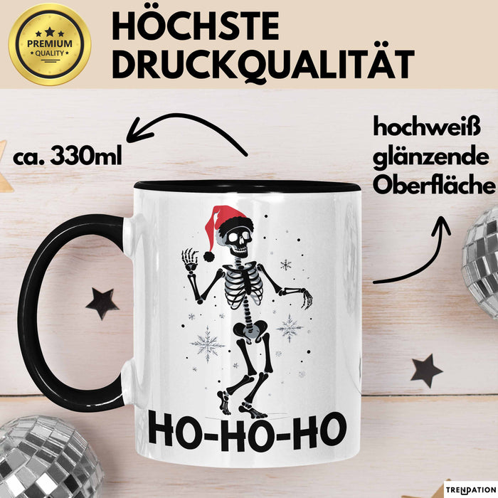Skelett Weihnachten Geschenk Tasse Weihnachliches Skelett Grafik Geschenkidee Totenkopf Fans Tattoo Schwarz Trendation