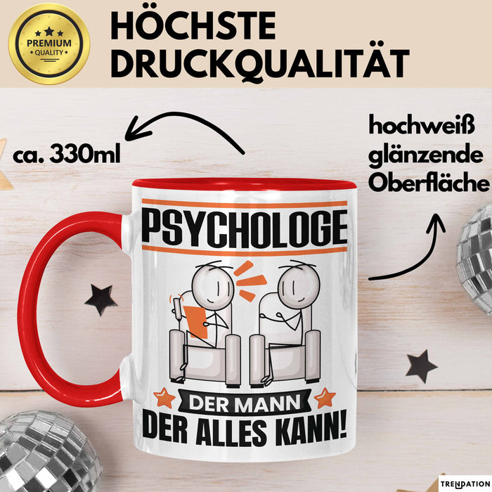Psychologe Tasse Geschenk für Psychologe Der Mann Der Alles Kann Geschenkidee zum Geburtstag Rot Trendation