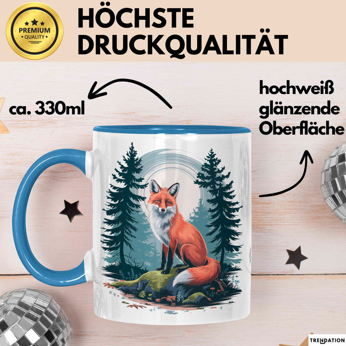 Fuchs Tierliebhaber Tasse Geschenk Lustige Geschenkidee Spruch Blau Trendation