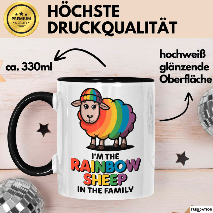 LGBTQ Schaf Tasse Geschenk Lustige Geschenkidee Spruch Rainbow Sheep In The Family Trendation