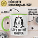 Romantisches Paar Jahrestagsfeier Tasse Geschenk Lustige Geschenkidee Spruch Lass Uns Das Für Immer Machen Pinguine Grün Trendation