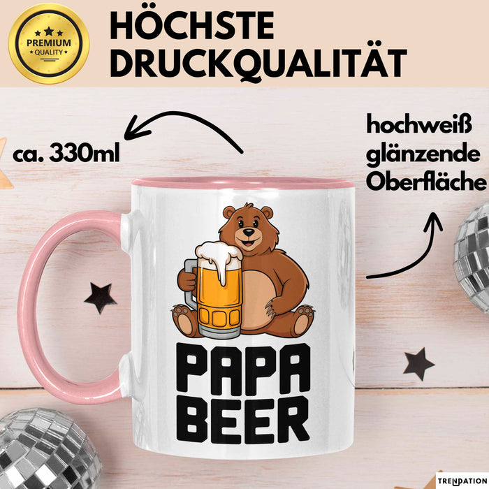 Papa Vatertag Tasse Becher Geschenk Lustige Geschenkidee Spruch Papa Bierbär Rosa Trendation
