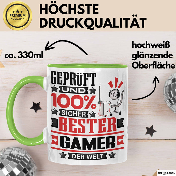 Gamer Geschenk Lustiger Spruch für Gamer Geschenkidee Bester Gamer Der Welt Grün Trendation