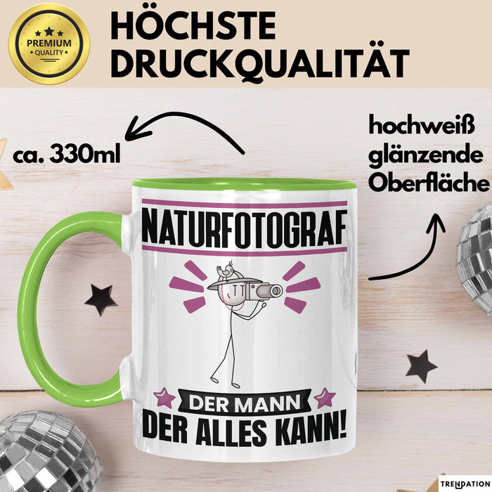Naturfotograf Tasse Geschenk für Naturfotograf Der Mann Der Alles Kann Geschenkidee zum Geburtstag Grün Trendation