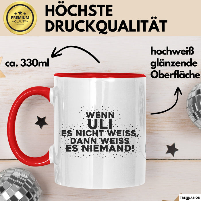 Uli Tasse Wenn Uli Es Nicht Weiss, Dann Weiss Es Niemand! Geschenk