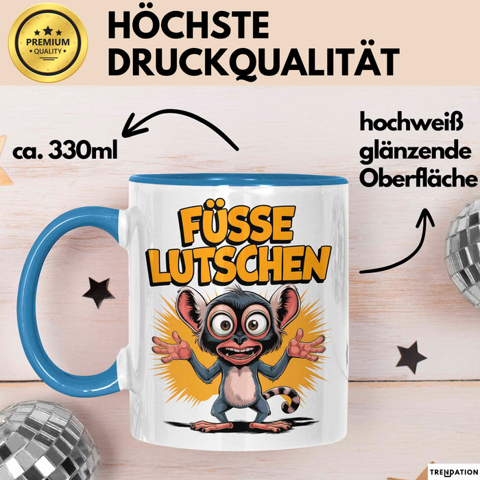 Sarkasmus Sarkastisch Tasse Geschenk Lustige Geschenkidee Spruch Füsse Lutschen Blau Trendation