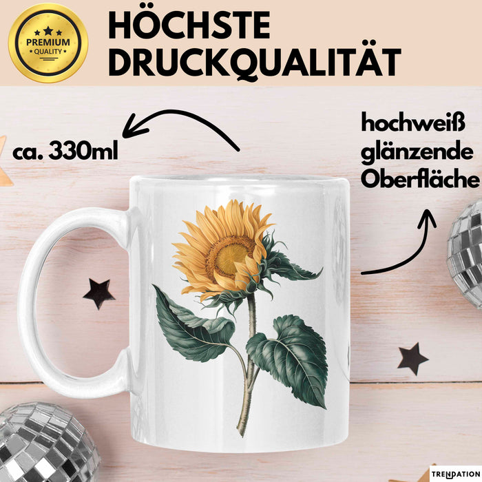 Sonnenblume Pflanze Tasse Geschenk Lustige Geschenkidee Weiß Trendation
